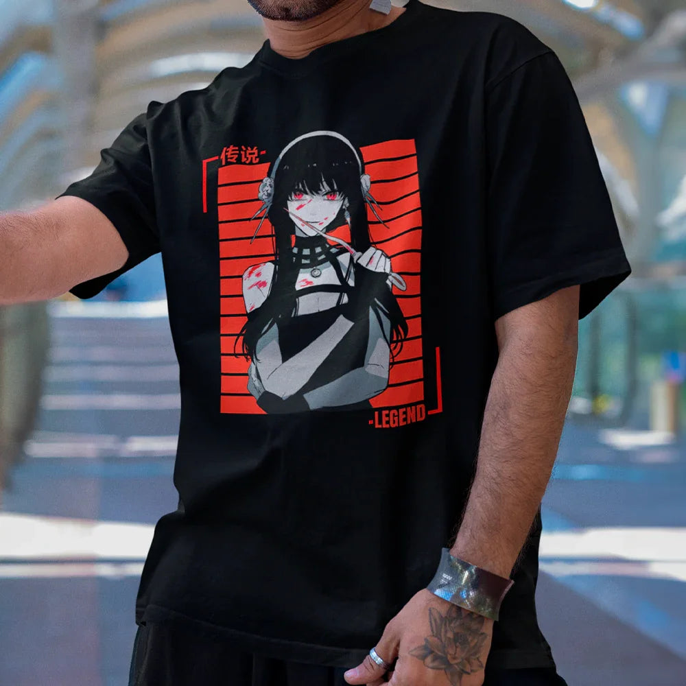 Camiseta Básica Unissex Spy x Family Yor Forger- preto