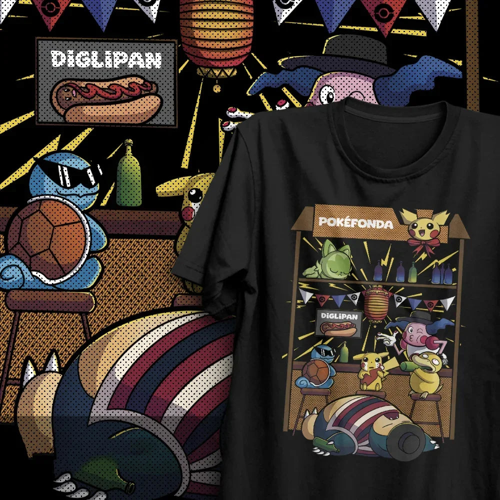 Camiseta Básica Unissex Pokemon Pokefonda- Preto