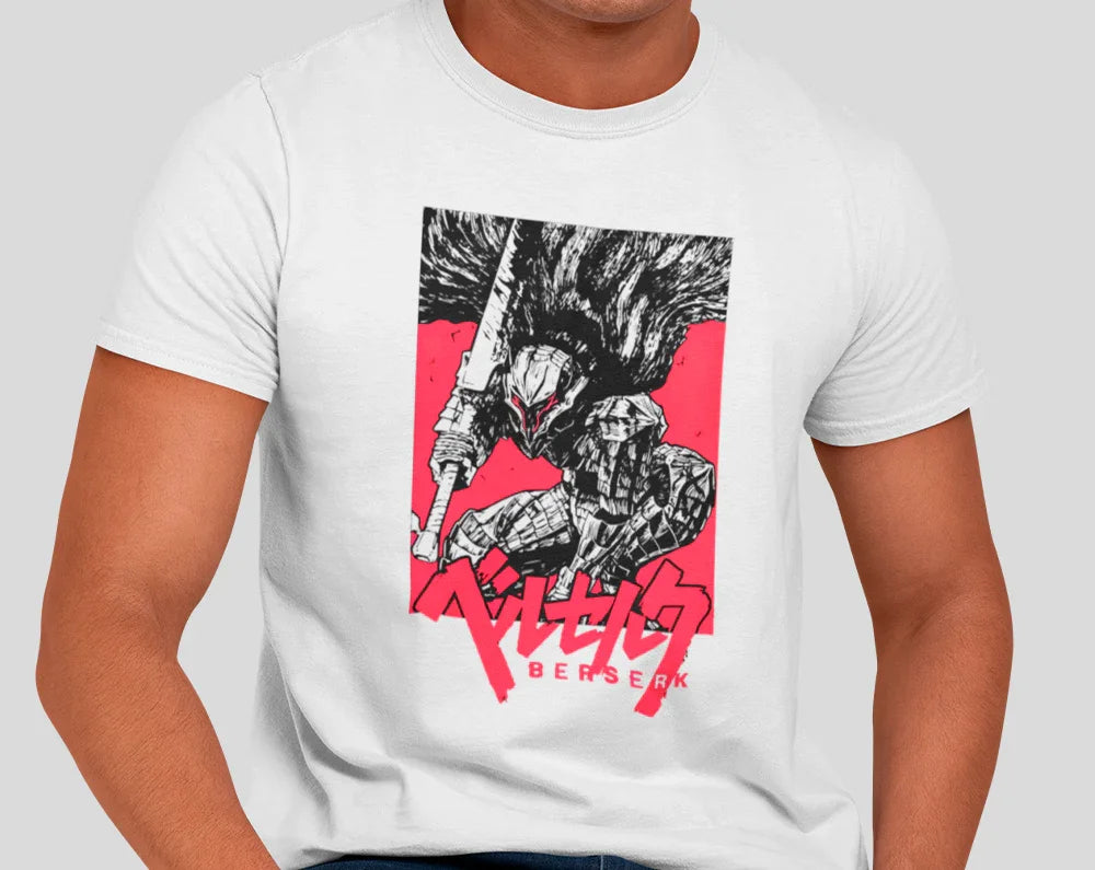Camiseta Básica Unissex Berserk Guts Manga Anime- BRANCO