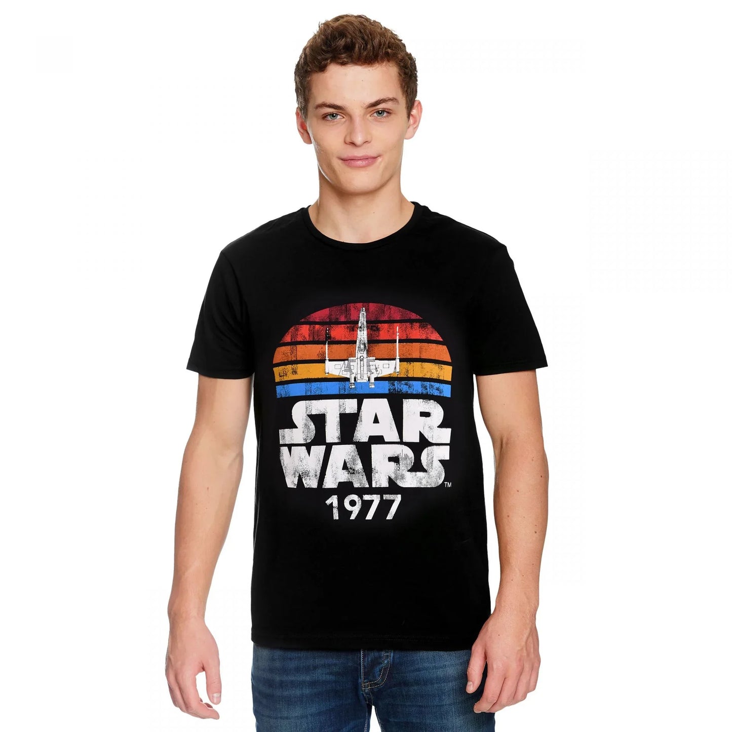 Camiseta Básica Unissex Star Wars 1977 Retro preto