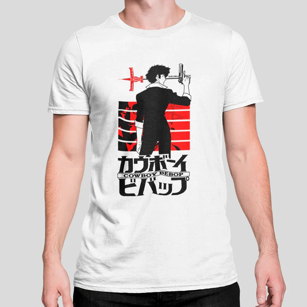 Camiseta Básica Unissex Cowboy Bebop Spike Spiegel- BRANCO