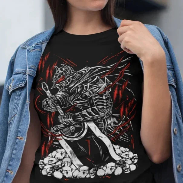 Camiseta Básica Unissex Berserk Strip Guts Armadura- preto