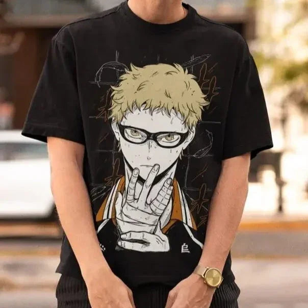 Camiseta Básica Unissex Haikyuu Menino Loiro - Preto