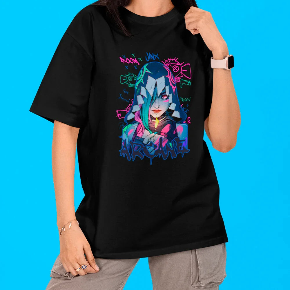Camiseta Oversized Arcane Jinx Fosforo