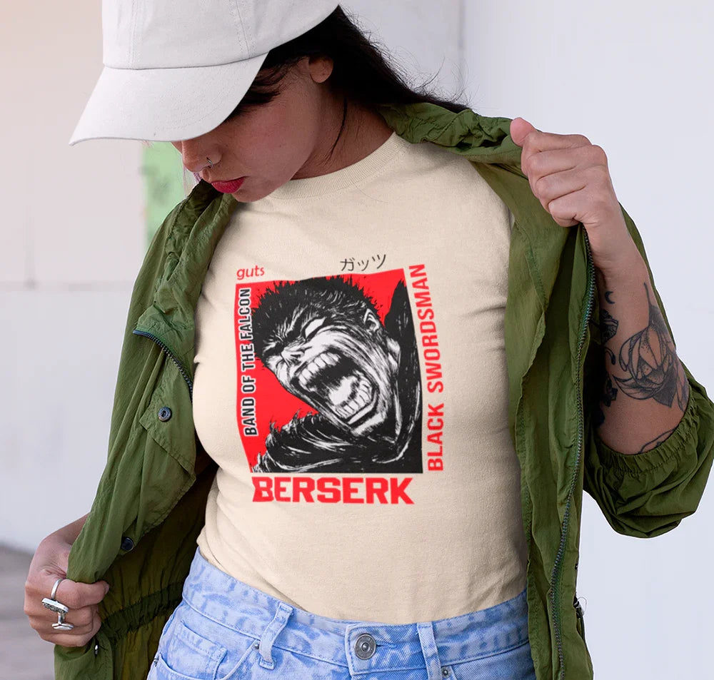 Camiseta Básica Unissex Berserk Black Swordsman Guts- PÉROLA