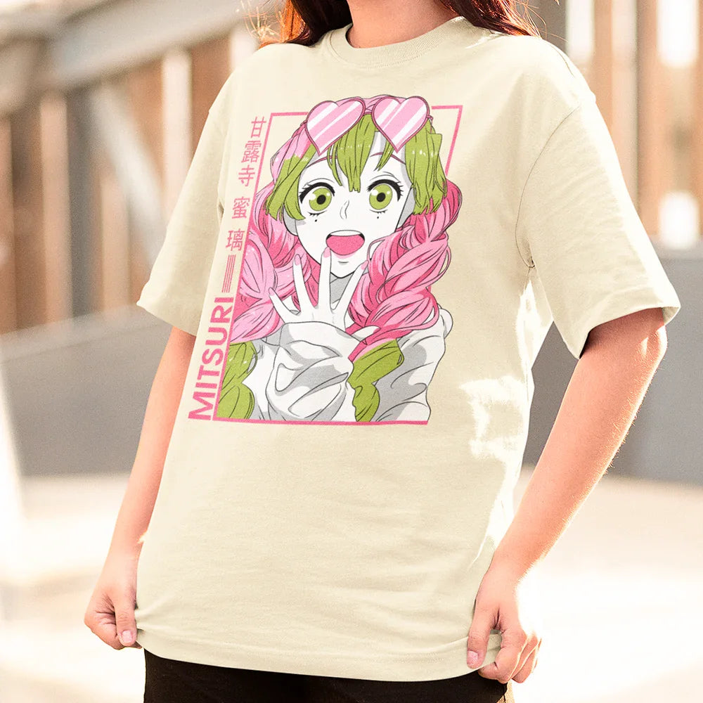 Camiseta Anime Mitsuri Demon Slayer Kimetsu No Yaiba-pérola