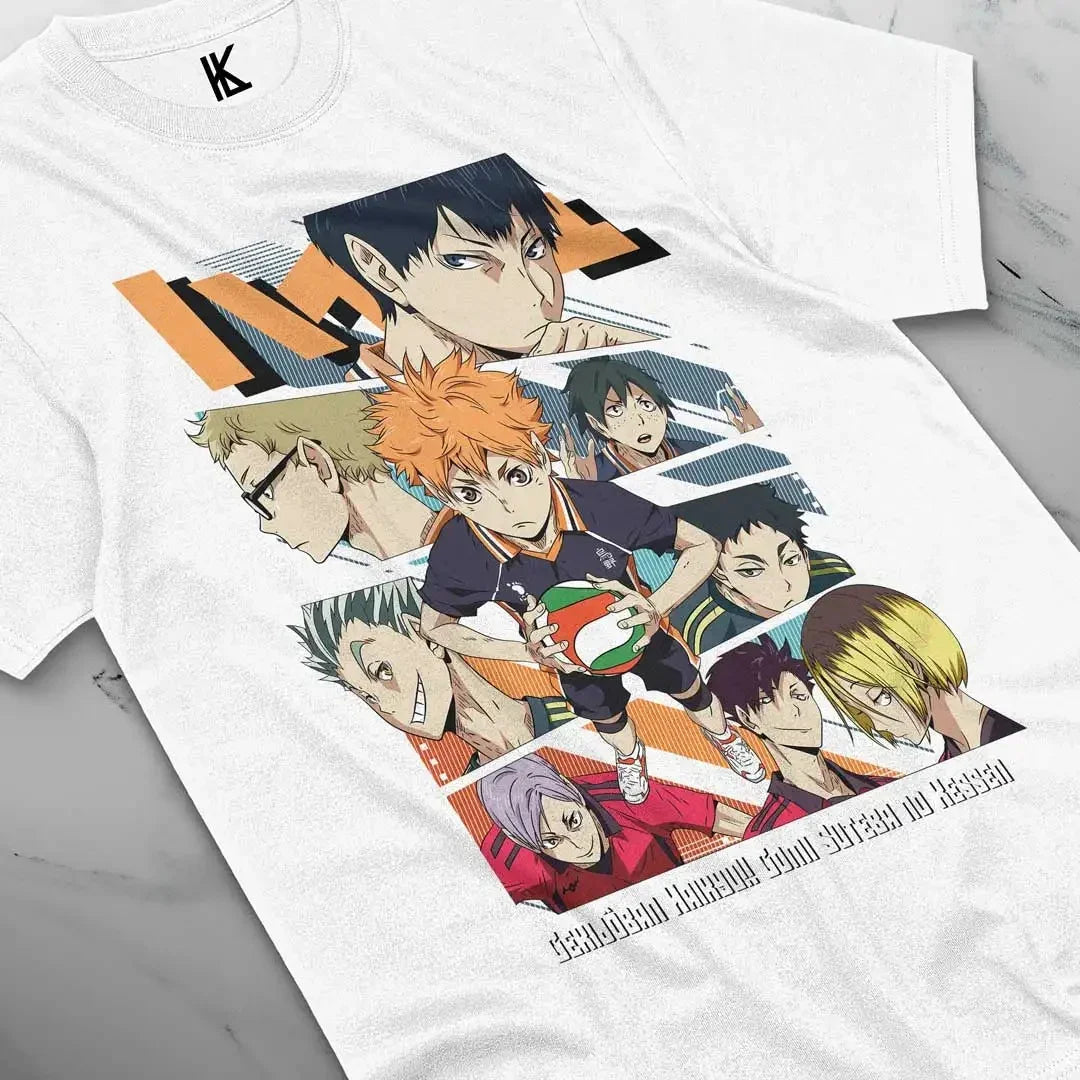 Camiseta Básica Unissex Haikyuu Time- Branco