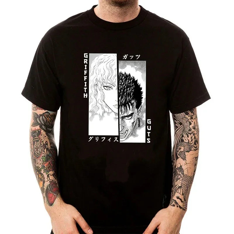 Camiseta Básica Unissex Berserk Guts and Griffith