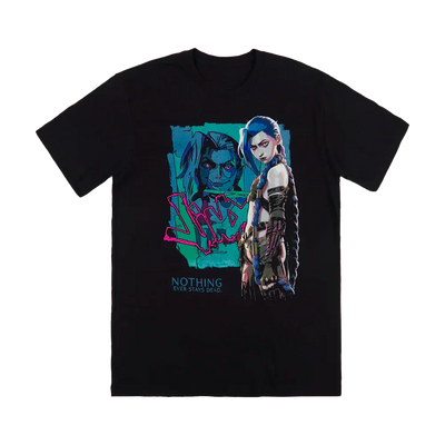 Camiseta Básica Unissex Arcane Jinx Nothing Ever Stays Dead Preto