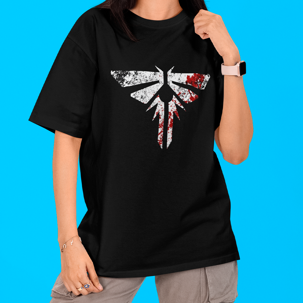 Camiseta Oversized The Last Of Us Simbolo Vagalume Sangue