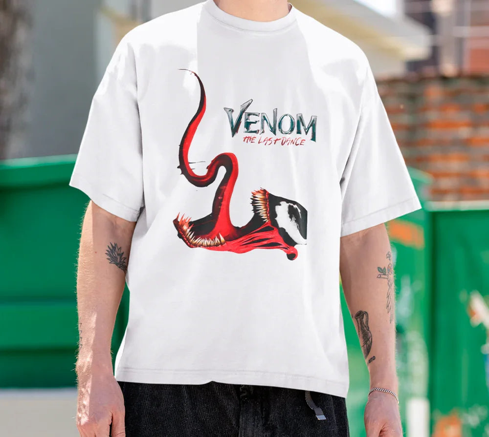 Camiseta Básica Unissex Venom The Last Dance- branco