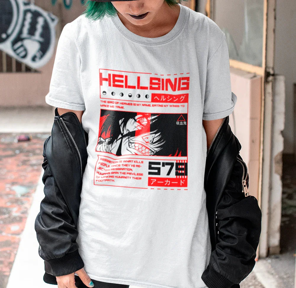 Camiseta Básica Unissex Hellsing The Bird Of Hermes Is My Name
