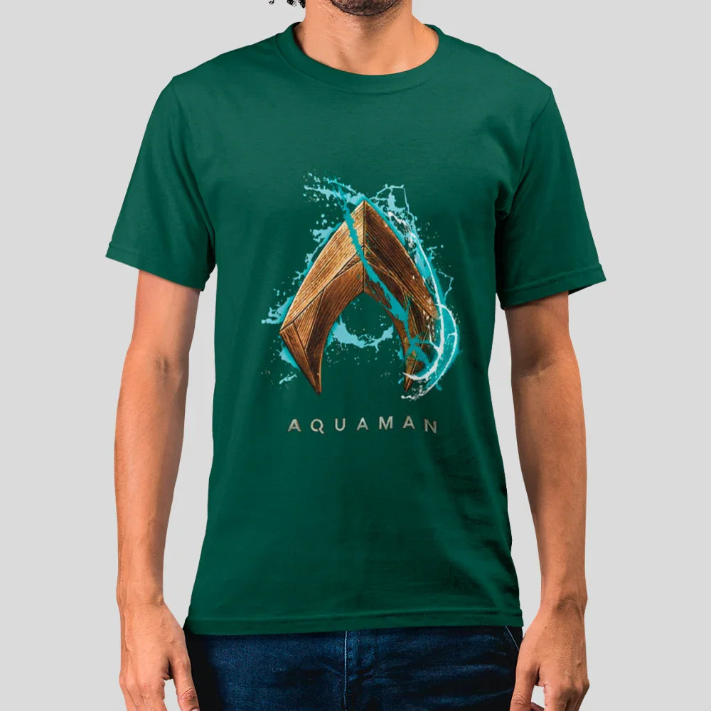 Camiseta Básica Unissex Aquaman Logo Água