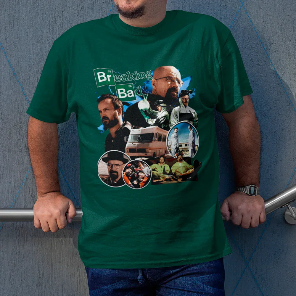 Camiseta Básica Unissex Breaking Bad Montagem Mr. White And Jesse