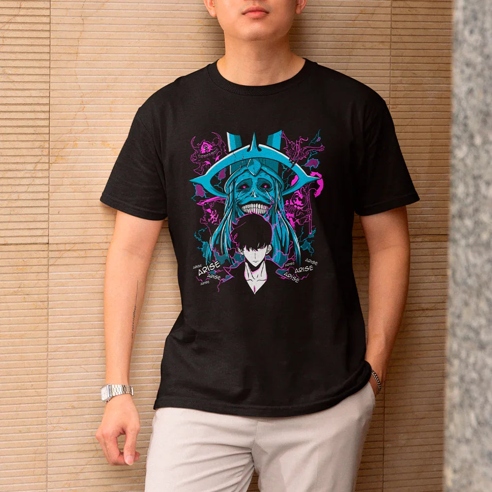 Camiseta Básica Unissex Solo Leveling Sung Monstro Azul