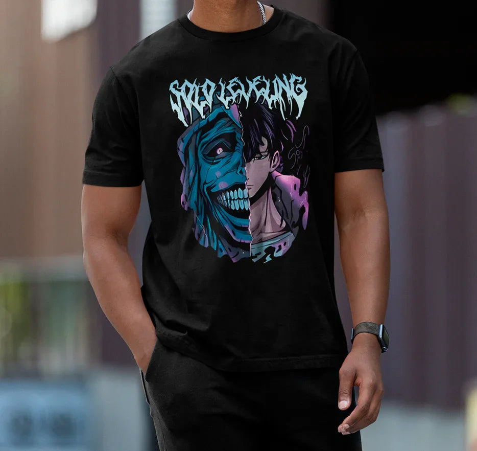 Camiseta Básica Unissex Solo Leveling Monstro Vs Sung