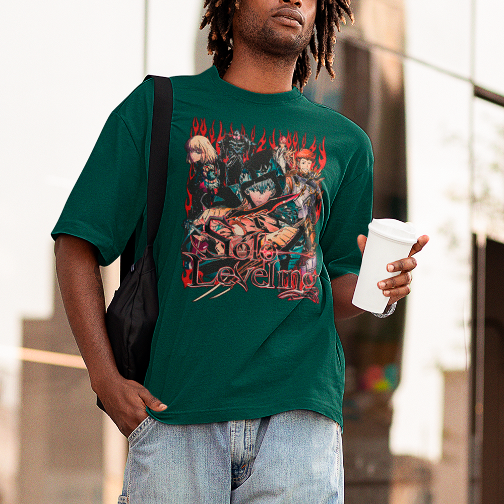 Camiseta Básica Unissex Solo Leveling Personagens