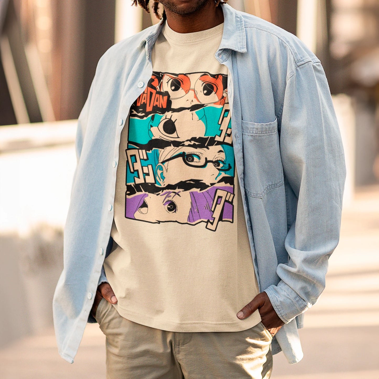 Camiseta Básica Unissex Dandadan Personagens Kanji HQ