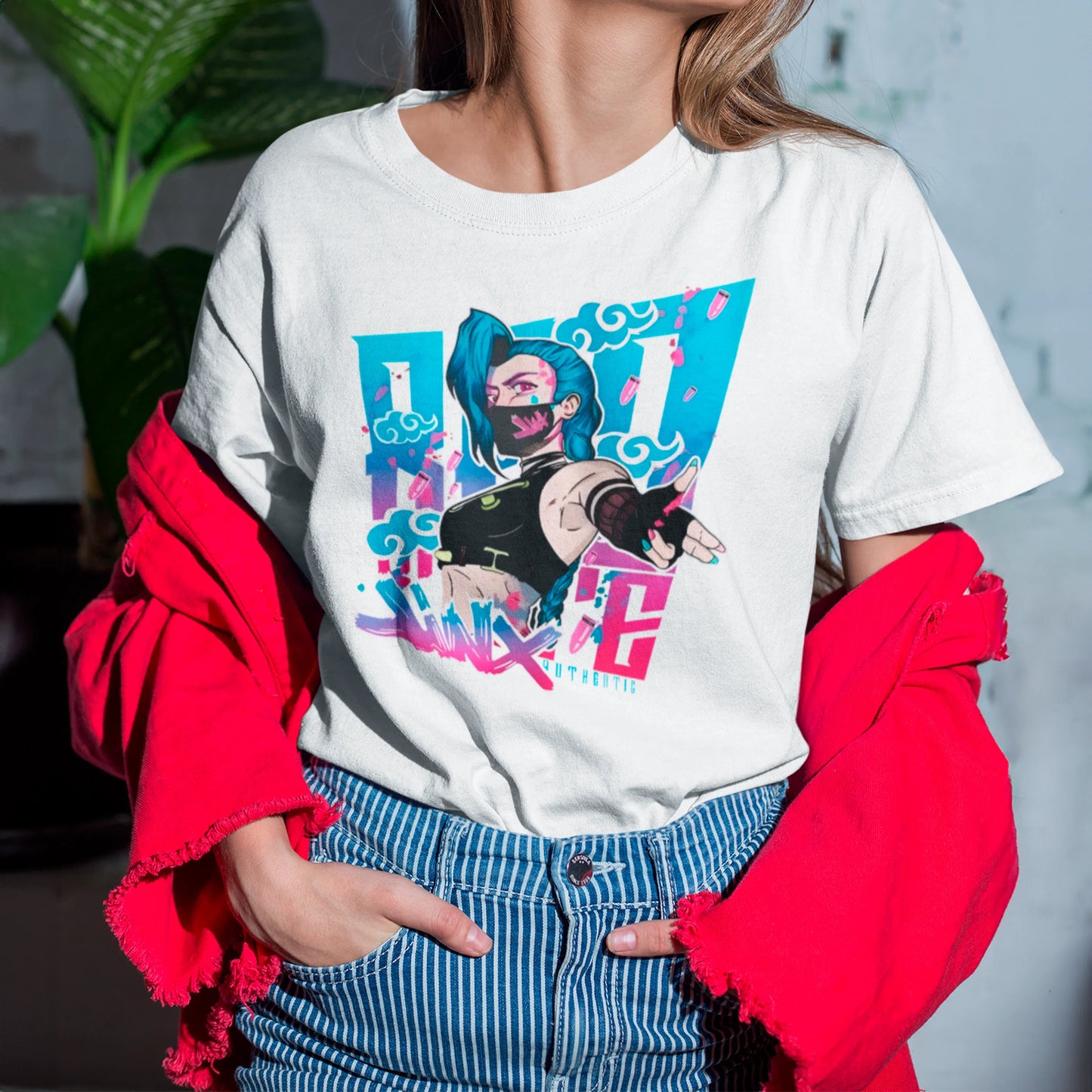 Camiseta Básica Unissex Arcane Jinx Mascara
