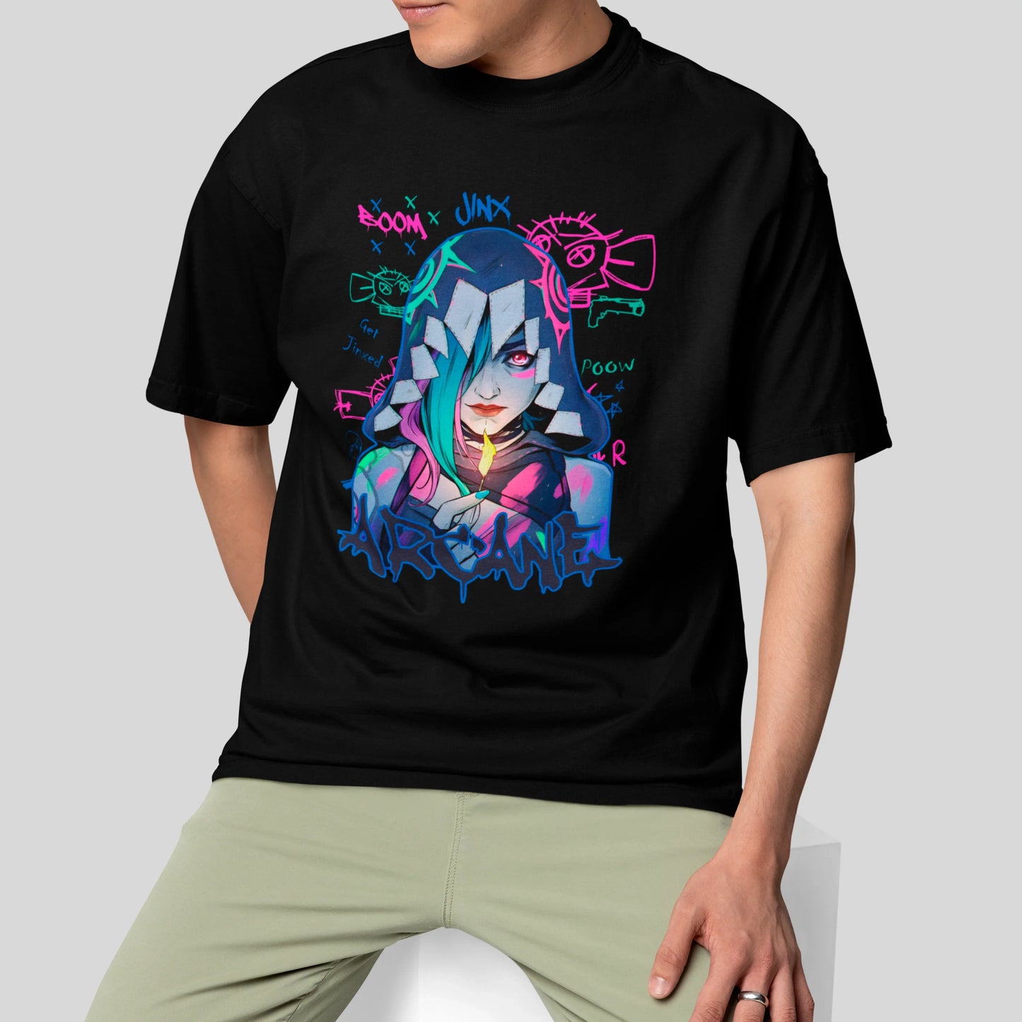 Camiseta Básica Unissex Arcane Jinx Fosforo