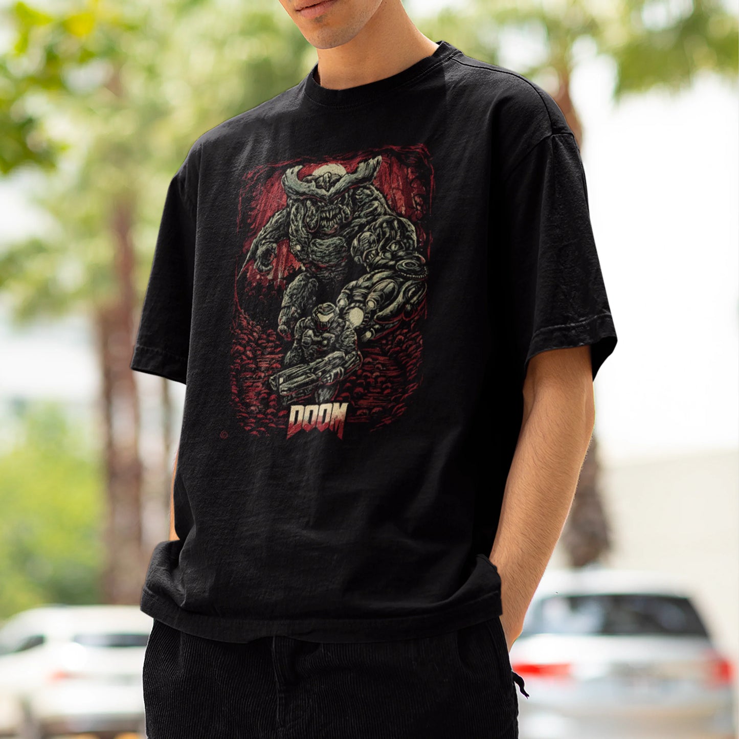 Camiseta Básica Unissex Doom Guy Demon