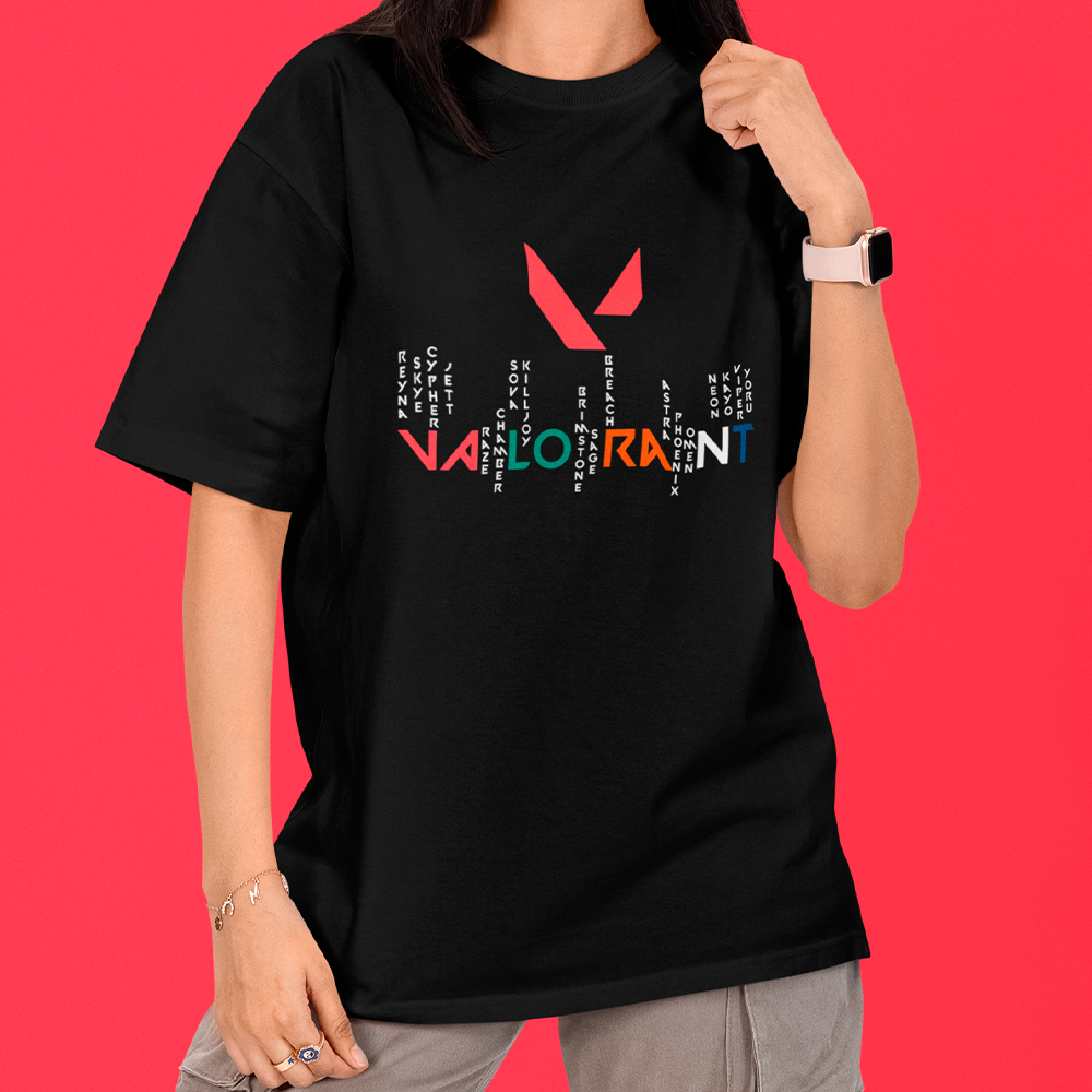 Camiseta Oversized Valorant Nomes Logo