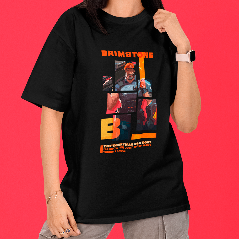 Camiseta Oversized Valorant Brimstone Quadrados
