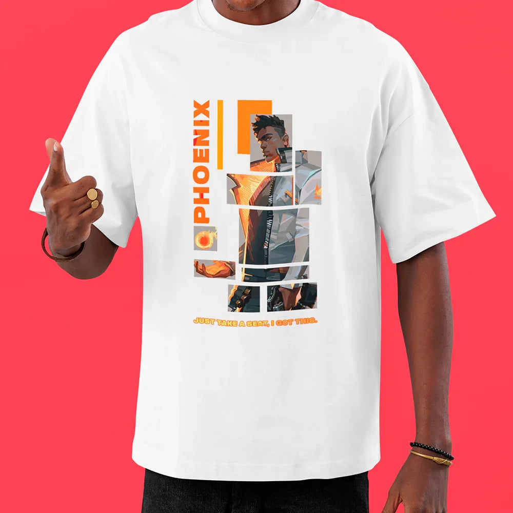 Camiseta Oversized Valorant Phoenix Quadrados