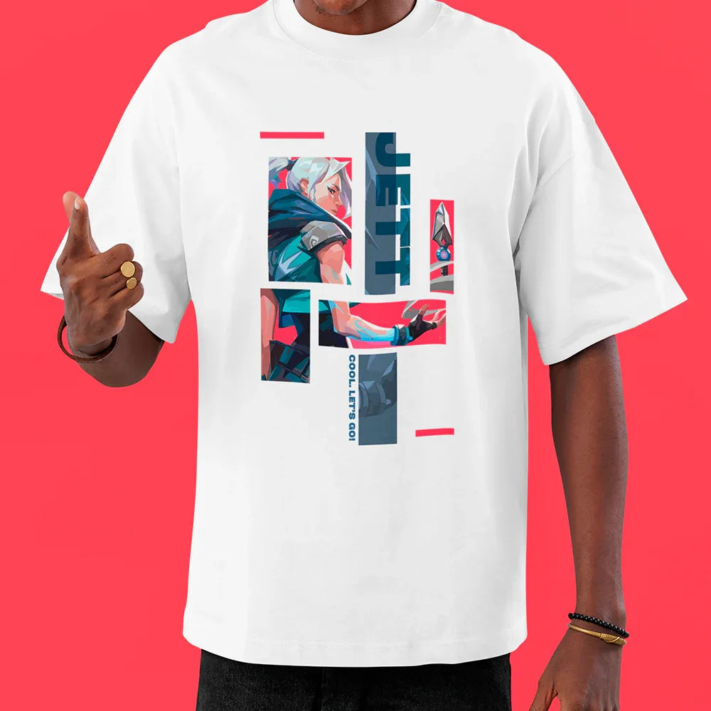Camiseta Oversized Valorant Jett Quadrados