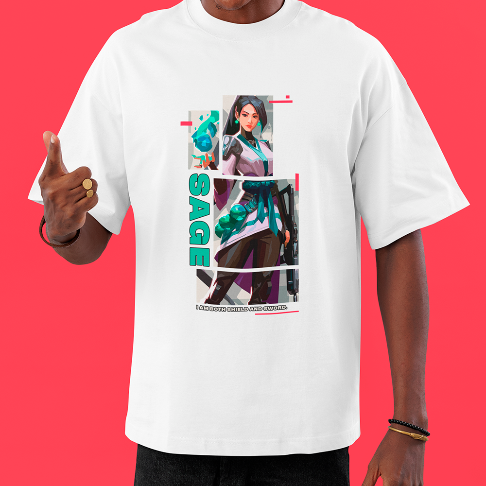 Camiseta Oversized Valorant Sage Quadrados