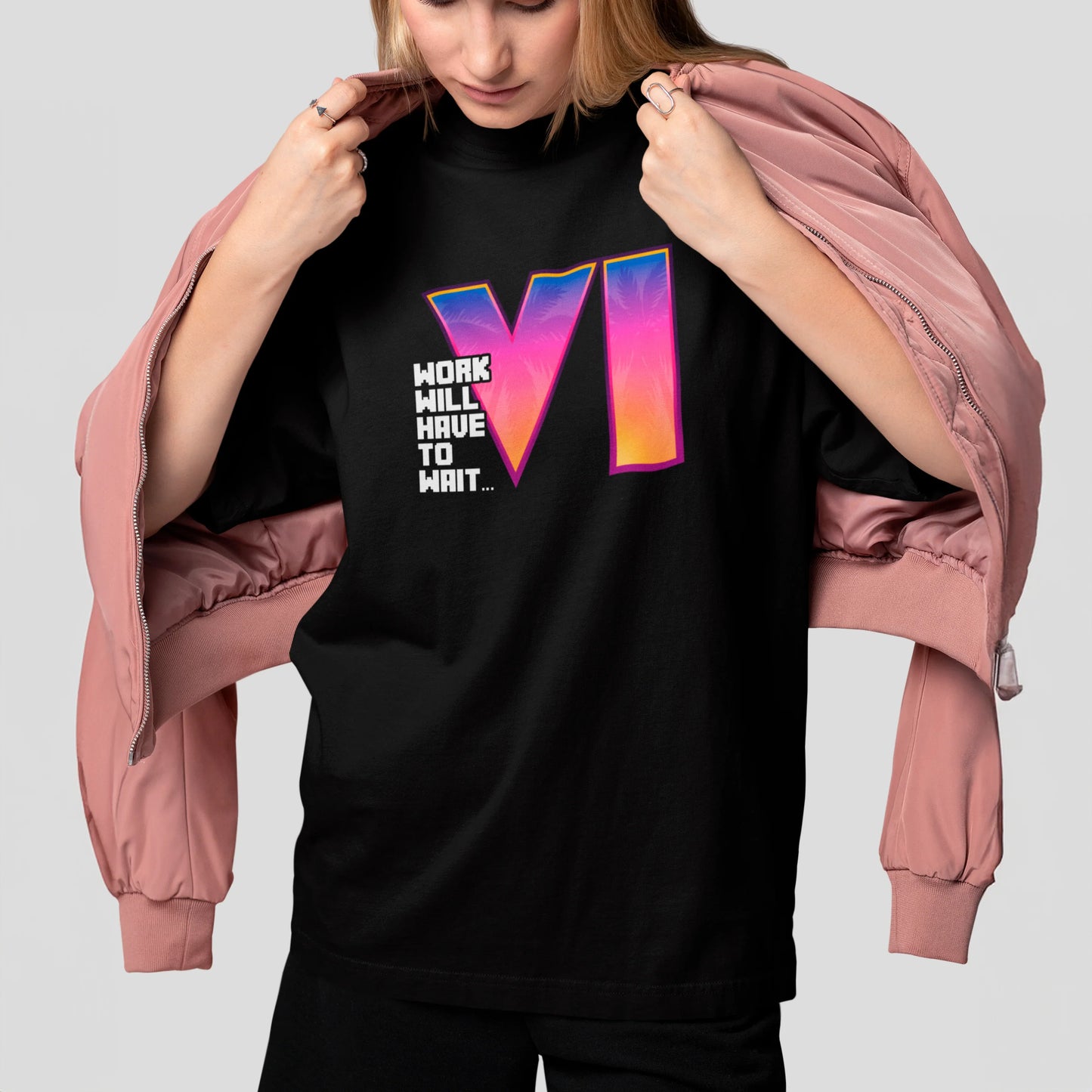 Camiseta Básica Unissex GTA Work Will Have To Wait