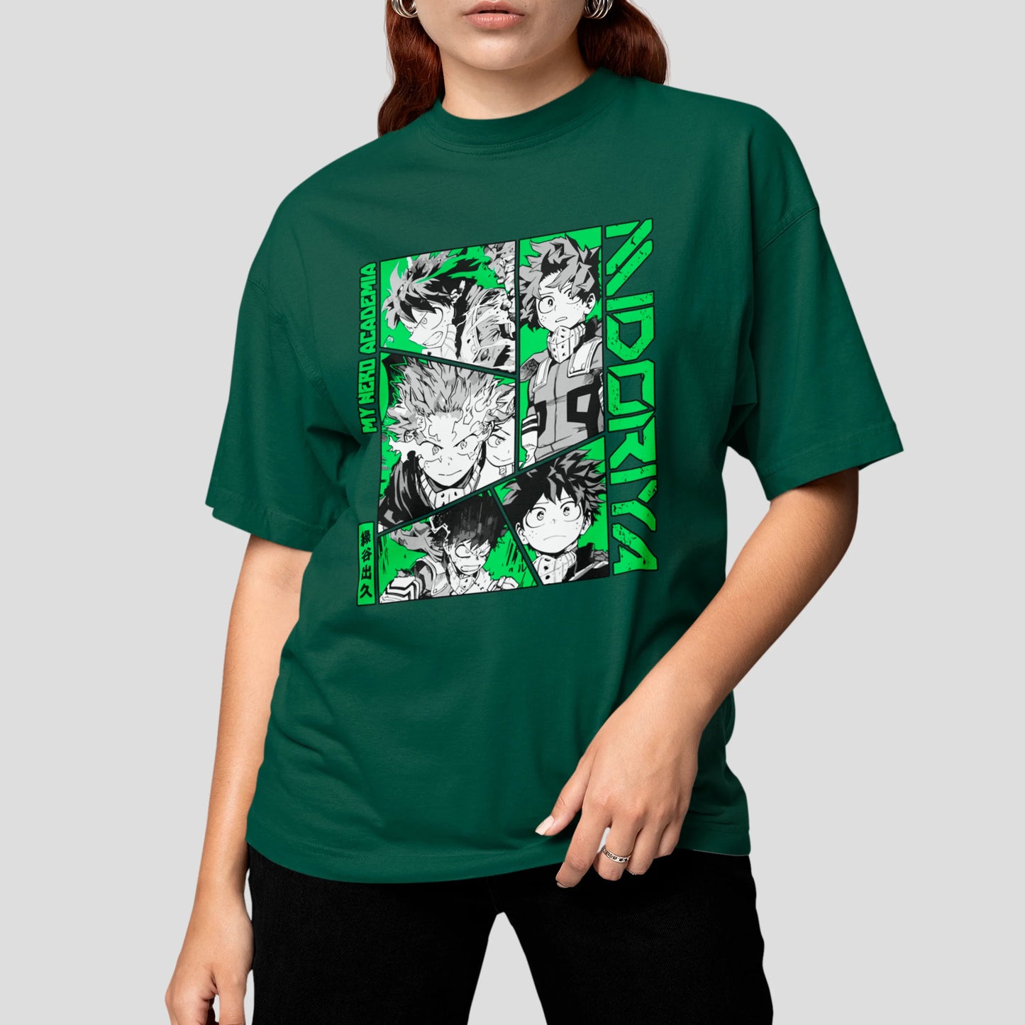 Camiseta Básica Unissex Midoriya Colagem Boku No Hero