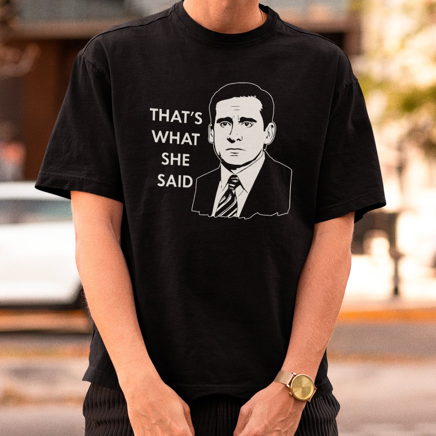 Camiseta Básica Unissex The Office Michael She Said