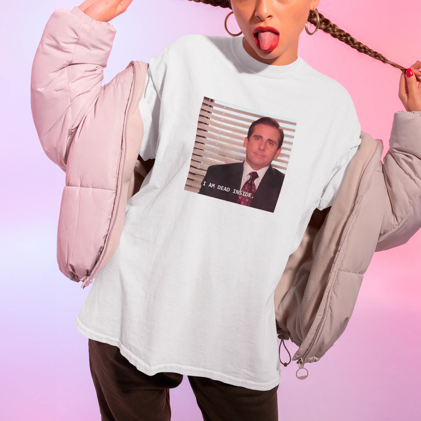 Camiseta Básica Unissex The Office Meme Dead Inside