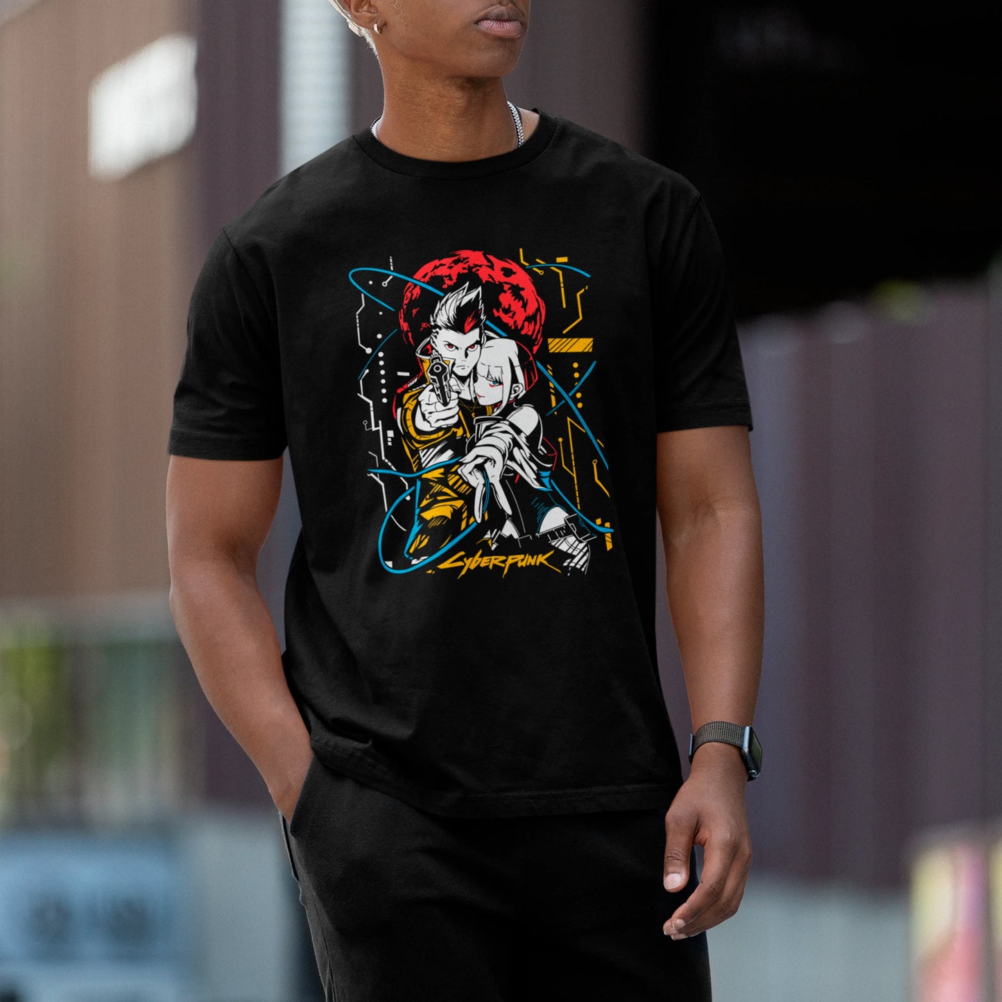 Camiseta Básica Unissex David E Luck Cyberpunk Edgedruuners
