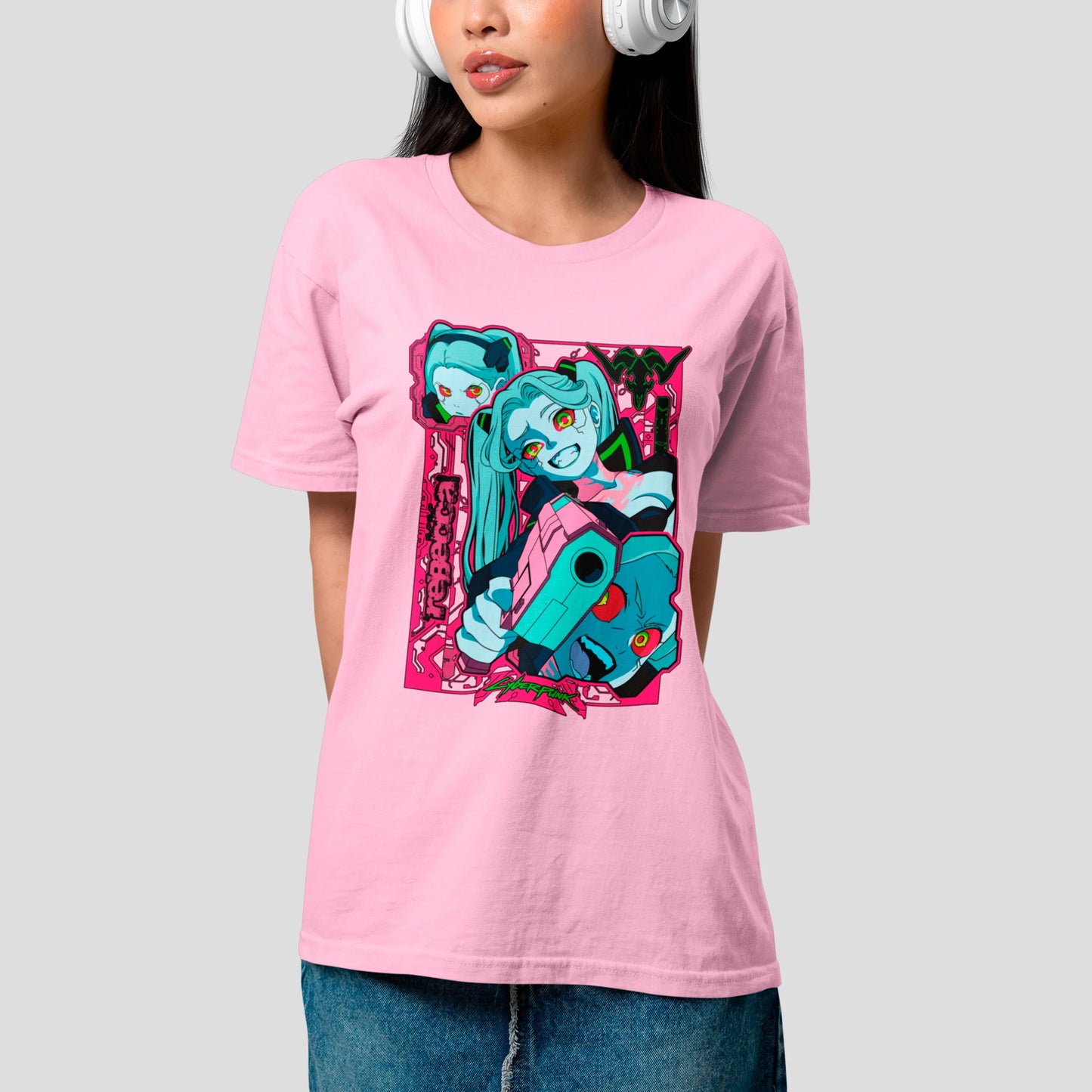 Camiseta Básica Unissex Rebecca Arma Cyberpunk Edgedruuners
