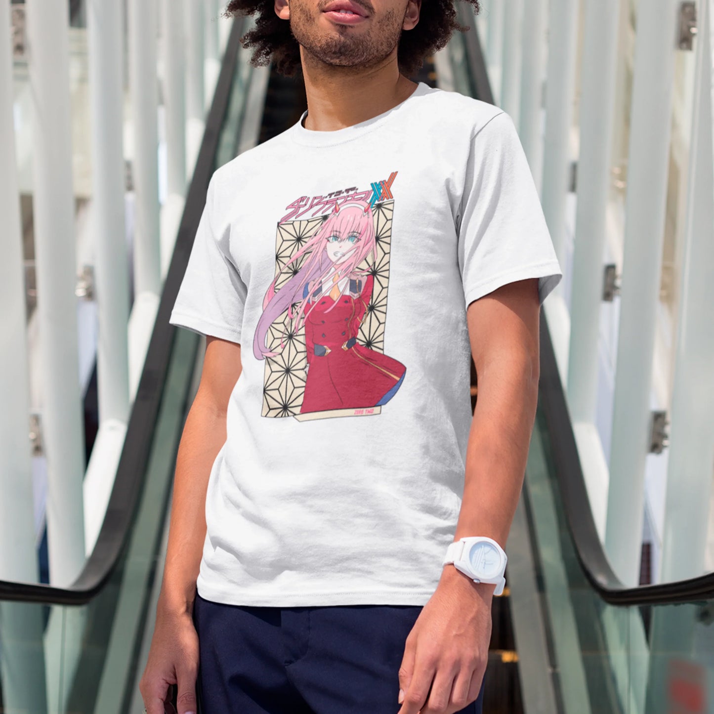 Camiseta Básica Unissex Zero Two Sorriso Kanji Darling In The Franxx
