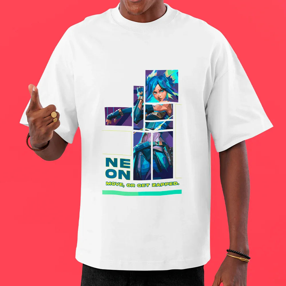 Camiseta Oversized Neon Quadrados Valorant