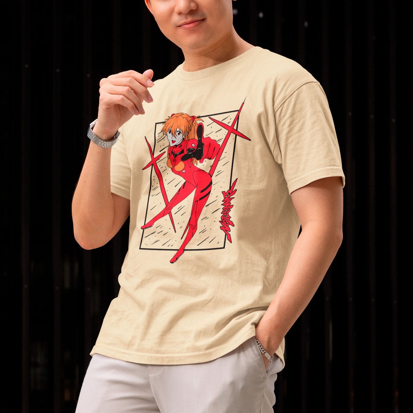 Camiseta Básica Unissex Asuka Estrela Evangelion