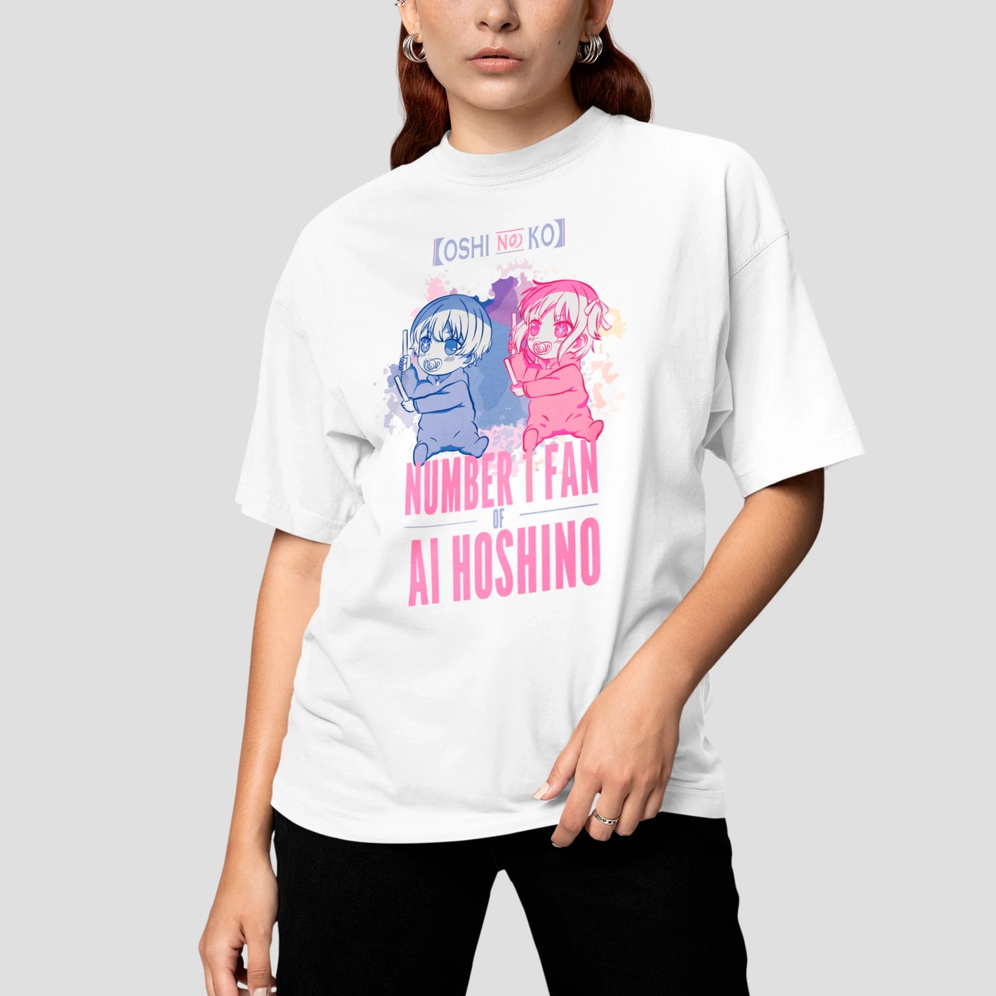 Camiseta Básica Unissex Aqua e Ruby Number 1 Fan Oshi No Ko