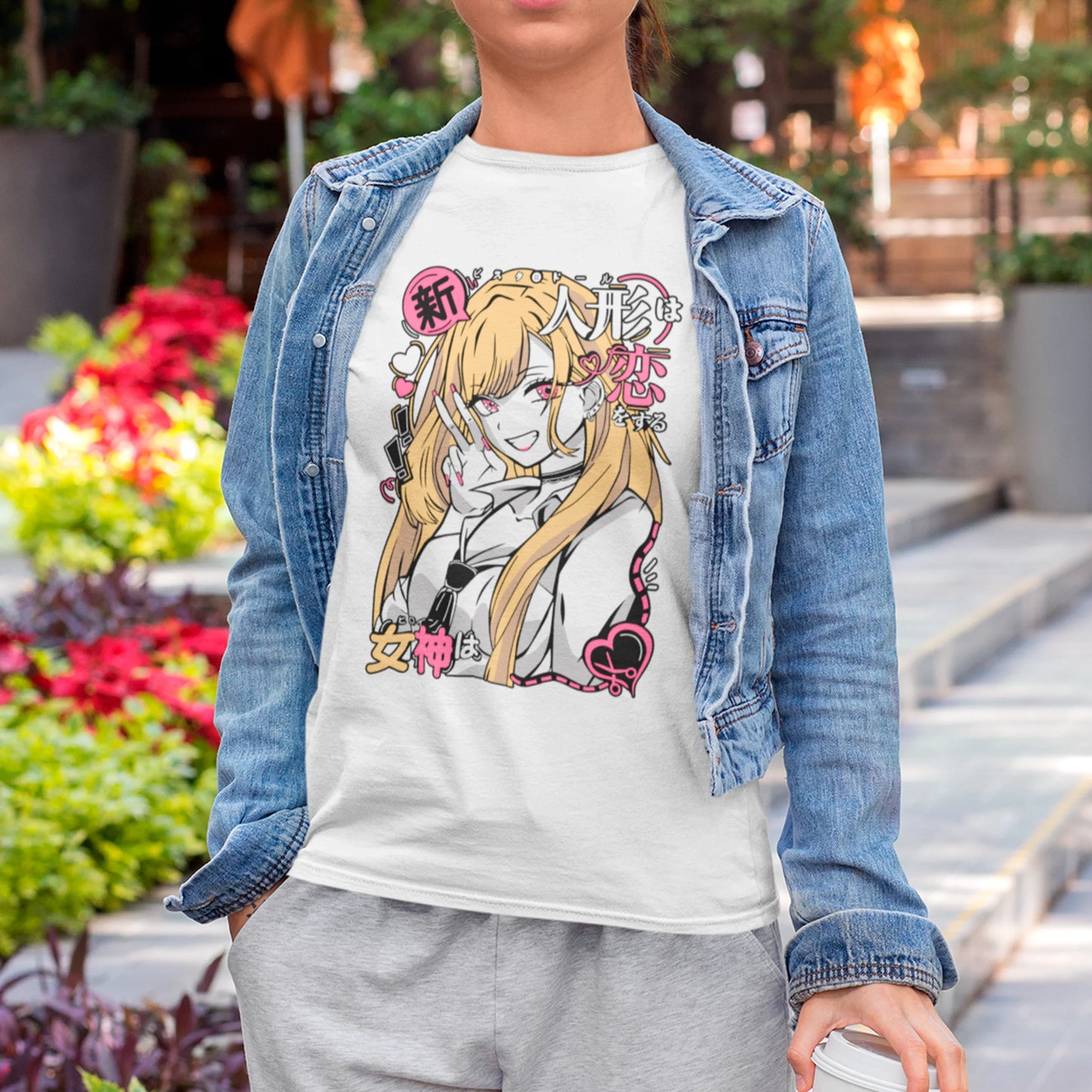 Camiseta Básica Unissex Marin Kanji Coração Darling My Dress Up Darling