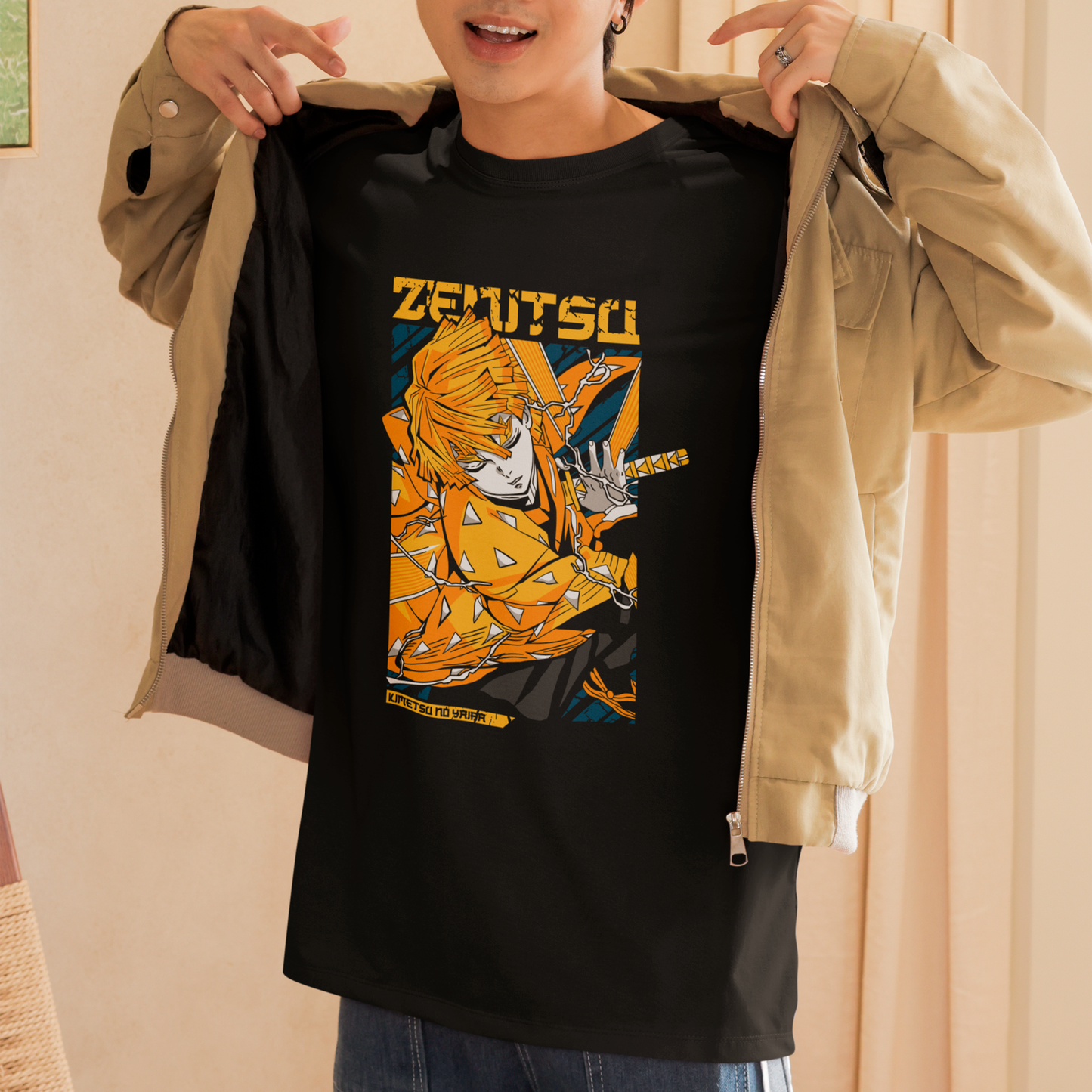 Camiseta Básica Unissex Demon Slayer Zenitsu Espada