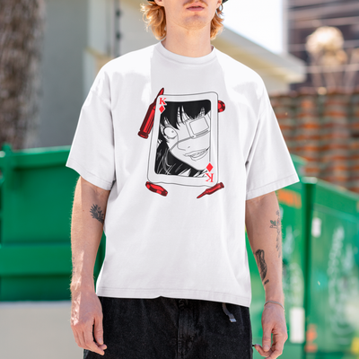 Camiseta Básica Unissex Midari Ikishima Balas Carta Kakegurui