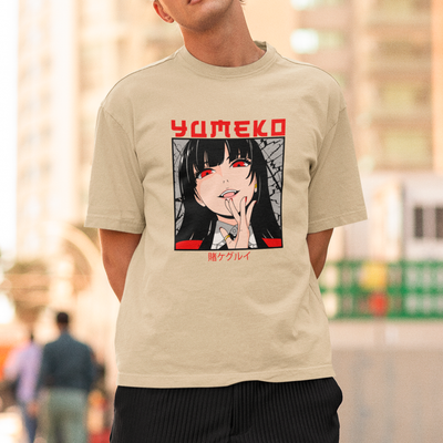 Camiseta Básica Unissex Yumeko Jabami Rosto Kanji Kakegurui