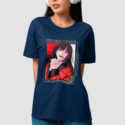 Camiseta Básica Unissex Yumeko Jabami Kanji Kakegurui