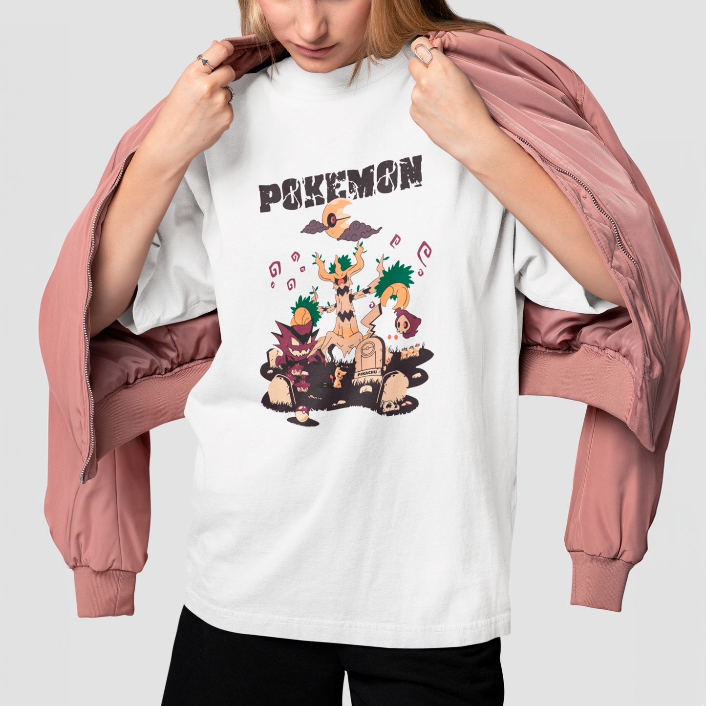 Camiseta Básica Unissex Trevenant Tumulo Pokemon Halloween