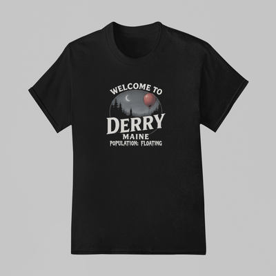Camiseta Básica Unissex IT: Bem vindos a Derry Population: Floating
