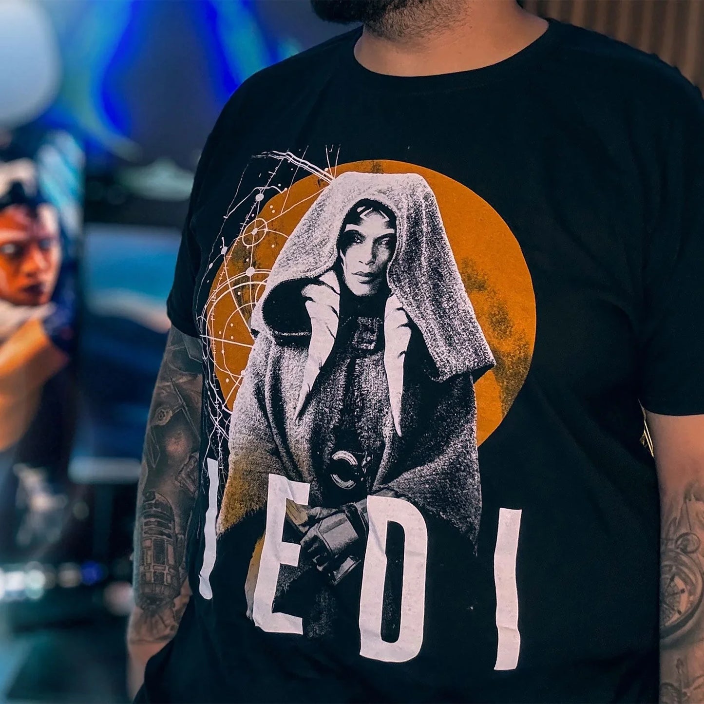 Camiseta Básica Unissex Star Wars Ahsoka Jedi Preto