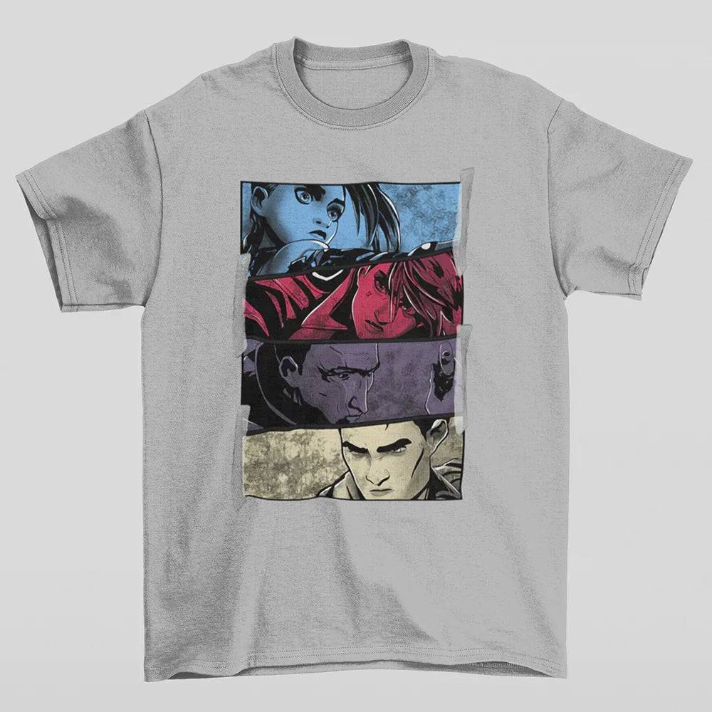 Camiseta Básica Unissex Arcane Personagens Cinza