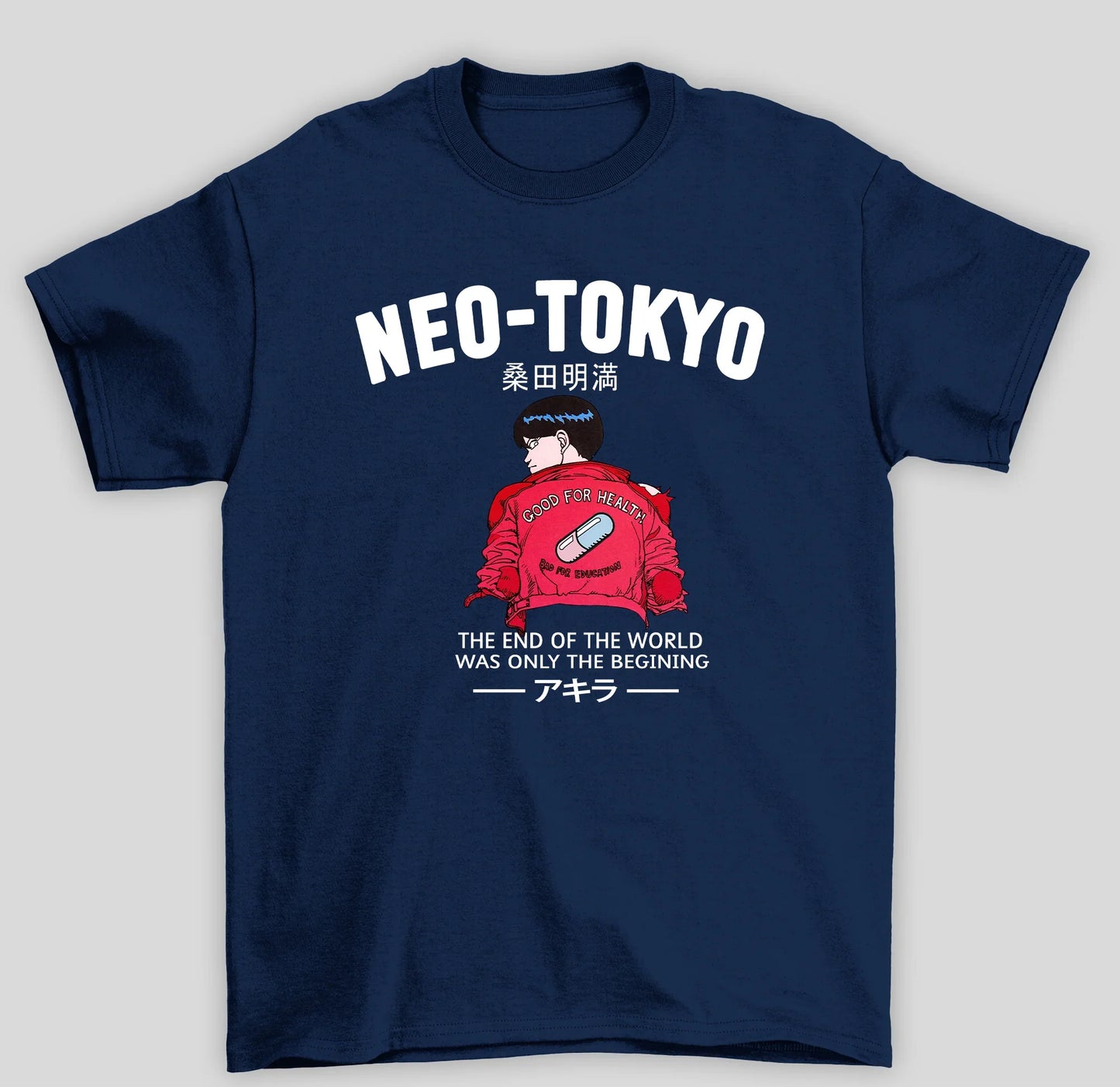 Camiseta Básica Unissex Akira Only The Beggining- azul-marinho
